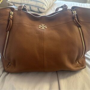 Tory Burch Tan Leather Tote with Gold Accents